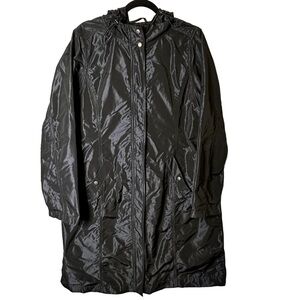 Sandwich black shiny weather polyester‎ trench coat jacket size 42EU